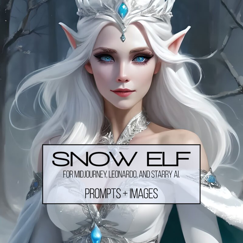 Snow Elf Fantasy Character Designs, Prompts for Midjourney, Leonardo AI, Starry AI